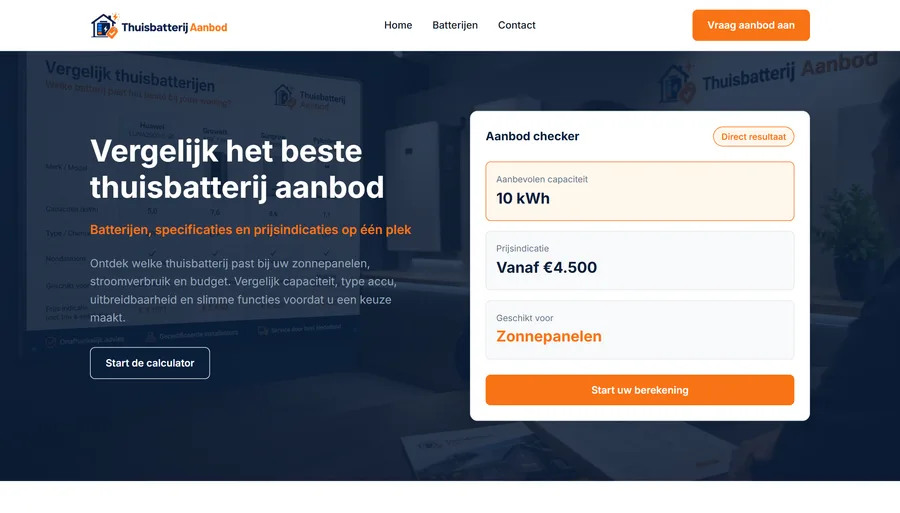 Thuisbatterij Aanbod website